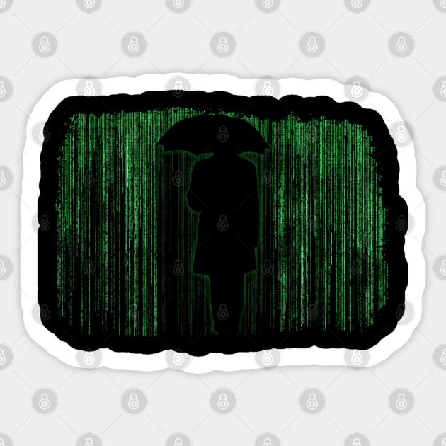 Raining Code Matrix Design Sticker by HellwoodOutfitters